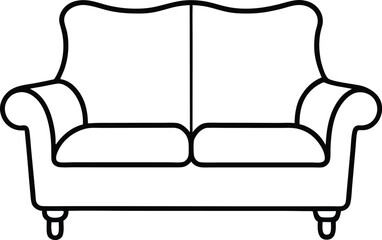 Wall Mural - comfortable couch illustration using continuous line art drawing style to portray cozy home atmosphe