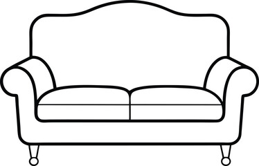 Wall Mural - sofa artwork drawn in continuous line art drawing style combining clean design and inviting shape id