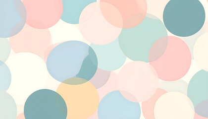 Poster - A Collection of Soft Pastel Circles Interspersed on a Creamy Background Creating an Abstract and Gentle Visual Arrangement with Roundness of Shapes