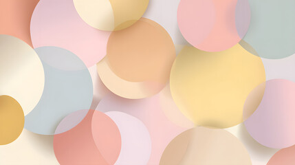 Poster - Soft Pastel Background with Translucent Circular Shapes Overlapping to Create a Light and Airy Visual Composition for Design Purposes