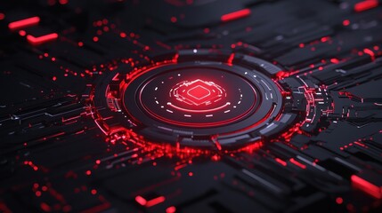 Poster - Glowing red digital interface abstract technology background