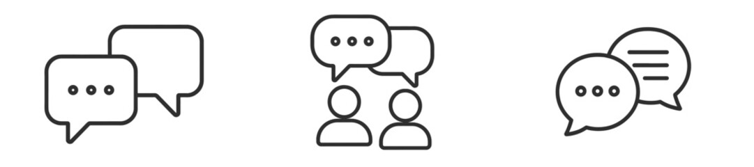 Leinwandbilder - Set of web icons in line style featuring speech bubbles and users for communication and interaction concepts