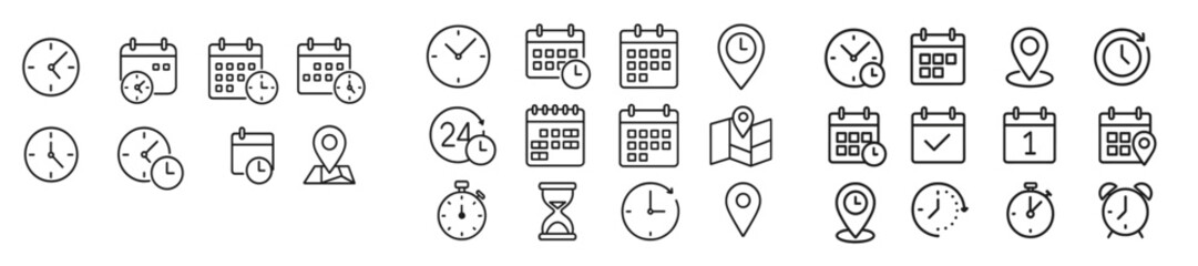 Leinwandbilder - Versatile set of web icons in line style representing time management and navigation concepts