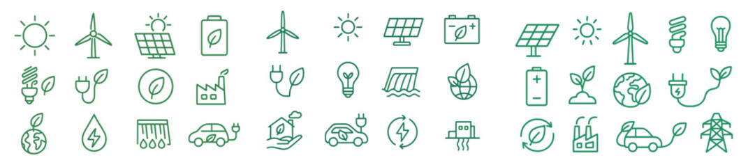 Fototapete - Collection of web icons in line style representing renewable energy and sustainability concepts