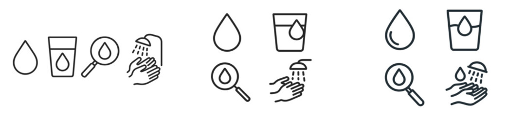 Fototapete - Web icons showcasing water-related activities in line style for digital use