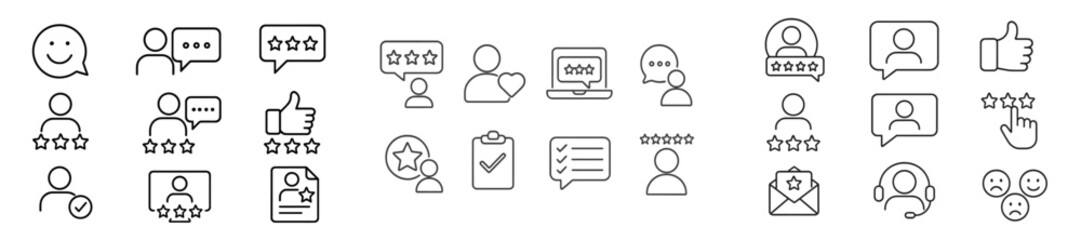 Aufkleber - Collection of web icons in line style for user feedback, ratings, and communication