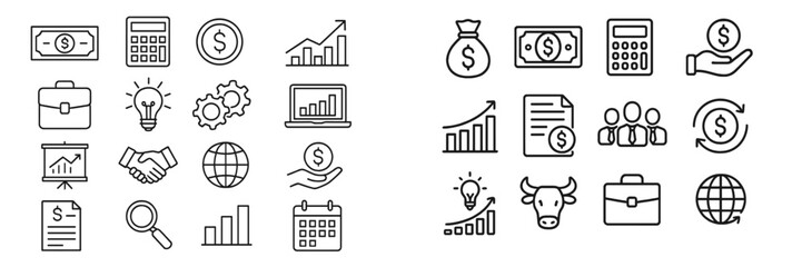 Poster - Set of line style web icons for finance, business, and technology applications