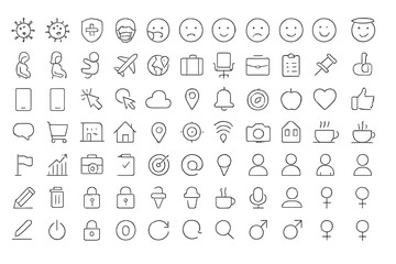 Fototapete - Collection of web icons in line style depicting various concepts for digital design projects