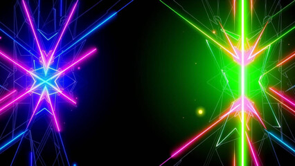 Poster - Futuristic Geometric Patterns with Neon Accents ideal for digital art, technology presentations, and contemporary creative projects.