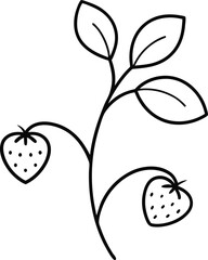 Wall Mural - stylized continuous line art drawing of a strawberry plant perfect for natural illustrations fruit b