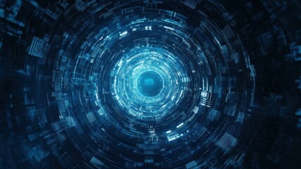 Abstract data tunnel, futuristic blue tech background
