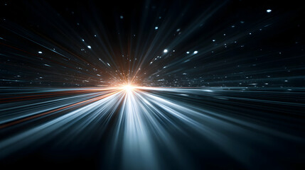 Poster - Light streams through a dark expanse creating an illusion of speed and dimensional transcendence