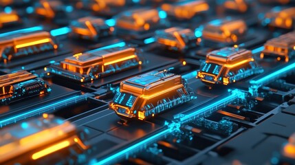 Poster - Quantum computing circuit with orange glow