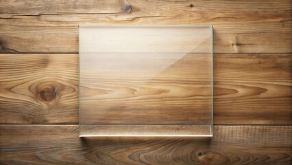 Aufkleber - A Clear Glass Panel Placed on a Wooden Surface, Providing a Smooth and Transparent Surface for Displaying Products or Information.