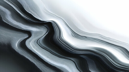 Poster - Fluid dynamics of grayscale with swirling patterns evoking a sense of calm and depth in design