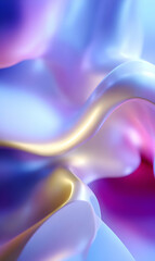 Poster - Iridescent fluid silk abstract rendering captivating curves and gradients with pastel shades light play