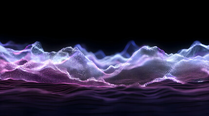 Poster - luminous data visualization a digital landscape of light points in shifting purple hues abstract des