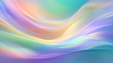 Poster - Dreamy pastel waves flow seamlessly, evoking a sense of serenity and soothing tranquility in soft hues