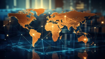 Wall Mural - logistics international delivery concept, world map with logistic network distribution on background