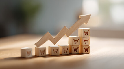 Poster - Ecommerce sales growth chart retail business online shopping market trends and successful strategies concept