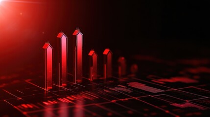 Poster - Red 3 d bar graph showing growth