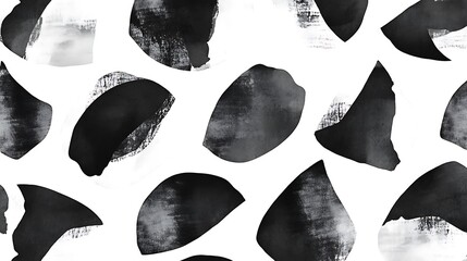 Poster - Abstract black and white watercolor pattern. Irregular shapes and textures create a dynamic and modern design. The grayscale palette offers versatility for various applications