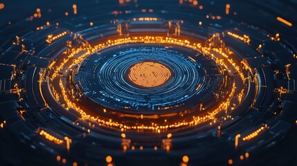 Poster - Abstract Futuristic Technology Interface: A mesmerizing digital artwork