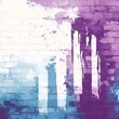 © Wachirasak Jamwimol - Abstract painting on a brick wall. Purple, blue, and white paint drips and splatters create a textured, artistic effect. The image evokes a feeling of creativity and urban art