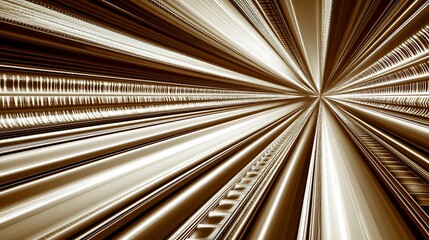 Leinwandbilder - Abstract image featuring radiating lines in sepia tones, creating a sense of depth and movement. The lines vary in brightness, suggesting a three dimensional effect. The overall color palette is warm