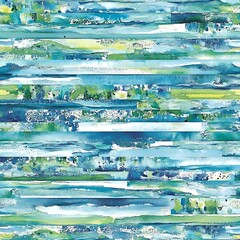 Poster - Abstract watercolor background with horizontal stripes in shades of blue, green, and white. The texture is reminiscent of painted wood or fabric. The colors are soft and blend seamlessly.  The image