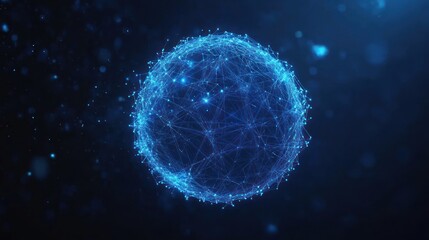 Poster - Abstract network sphere blue digital connections global technology concept