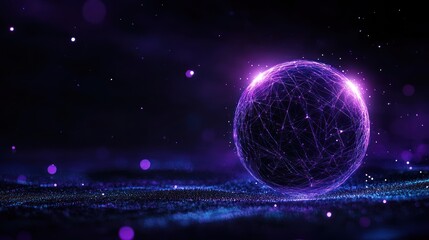 Poster - Glowing purple sphere network connection abstract background