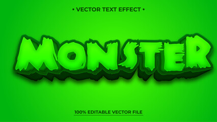 Poster - Monster editable text effect, customizable horror and Halloween 3D font style