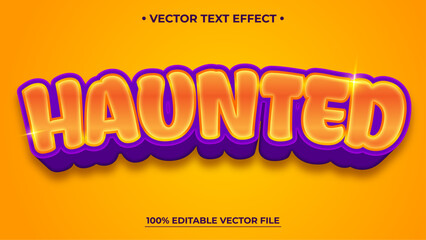 Poster - Haunted text, Halloween style editable text effect on orange textured background