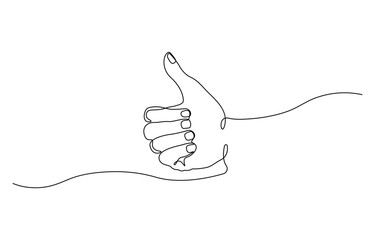 Poster - One continuous line drawing of like hand showing thumb up, Continuous line drawing of like icon. Thumb up in one line drawing, Vector illustration.
