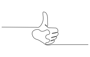 Poster - One continuous line drawing of like hand showing thumb up, Continuous line drawing of like icon. Thumb up in one line drawing, Vector illustration.