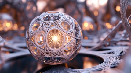 Poster - Luminous sphere with intricate organic patterns