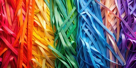 Leinwandbilder - A vibrant collection of colorful ribbons arranged in a captivating pattern, creating a stunning display of color and texture.