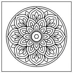 Poster - A mesmerizing mandala featuring intricate symmetrical patterns and elegant floral elements in a stunning illustrative artistic style. coloring page
