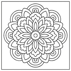 Poster - A detailed and symmetrical floral mandala. This image showcasing intricate lines and patterns, providing a sense of balance and artistic expression. coloring page