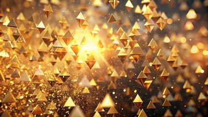 Aufkleber - A glittering array of golden pyramids, suspended in a radiant haze, evoke a sense of celestial wonder and timeless elegance.
