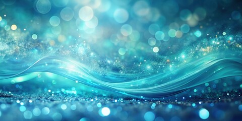 Poster - Abstract Blue Background with Glowing Lights and Swirling Waves