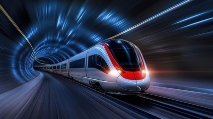 Poster - High speed train in tunnel with motion blur