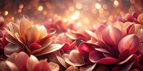 Poster - A delicate arrangement of flower petals bathed in a warm, golden glow, creating a visual tapestry of natural beauty and ethereal elegance.