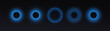 © Valeriia - A set of radar style circular pulse interfaces with glowing concentric rings of blue light. Includes scanning visuals, pulse rotation, and digital detection elements on a dark background.