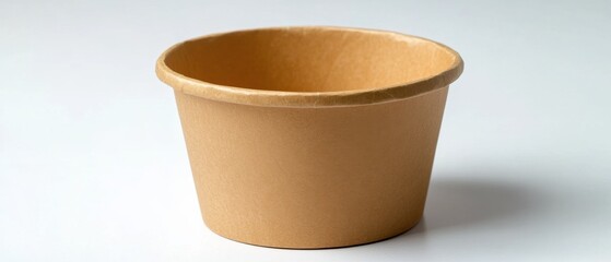 Poster - Minimalist studio shot of an empty brown paper bowl on a white background showcasing eco friendly packaging and sustainable food container options for takeout