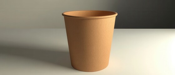 Poster - Minimalist brown paper cup against a neutral backdrop showcasing sustainable packaging and eco friendly design for hot beverages and drinks in a studio setting