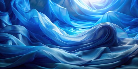 Aufkleber - Abstract Blue Fabric Swirling in Soft Light, Creating a Textural and Dreamlike Scene