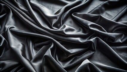 Aufkleber - Abstract Draped Black Fabric Texture with Smooth Waves and Subtle Light Reflections