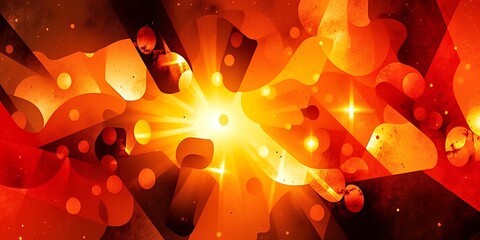 Poster - Abstract background with orange and red hues, bright light and geometric shapes present